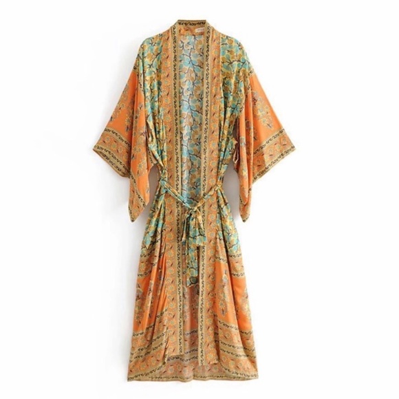 SOLD OUT Golden Fields Bohemian Kimono Wrap Robe - Picture 3 of 7